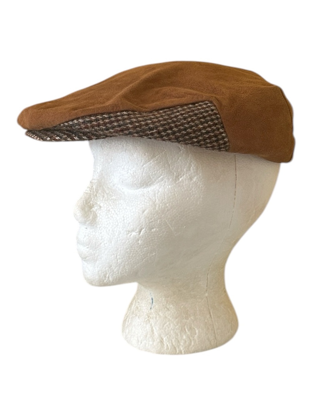 Dobbs Fifth Avenue Suede and Tweed Camel Brown Newsboy Flat Cap Size M 7-1/8"
